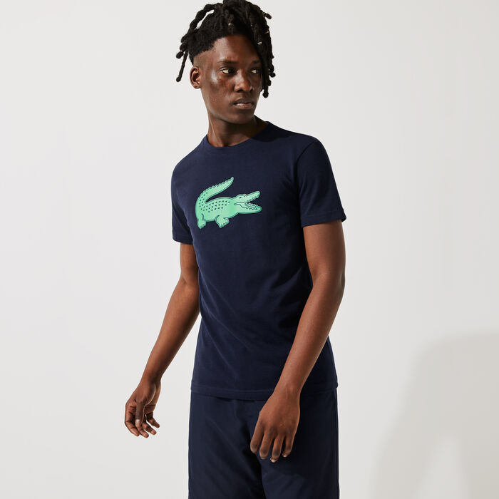 Lacoste Sport 3d Print Crocodile Breathable Jersey Men's T Shirts Blue | 593-BQIJZH