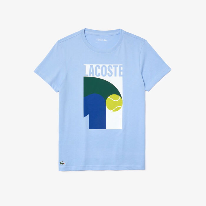 Lacoste Sport Breathable Graphic Print Men's T Shirts Blue | 678-YWRJUE