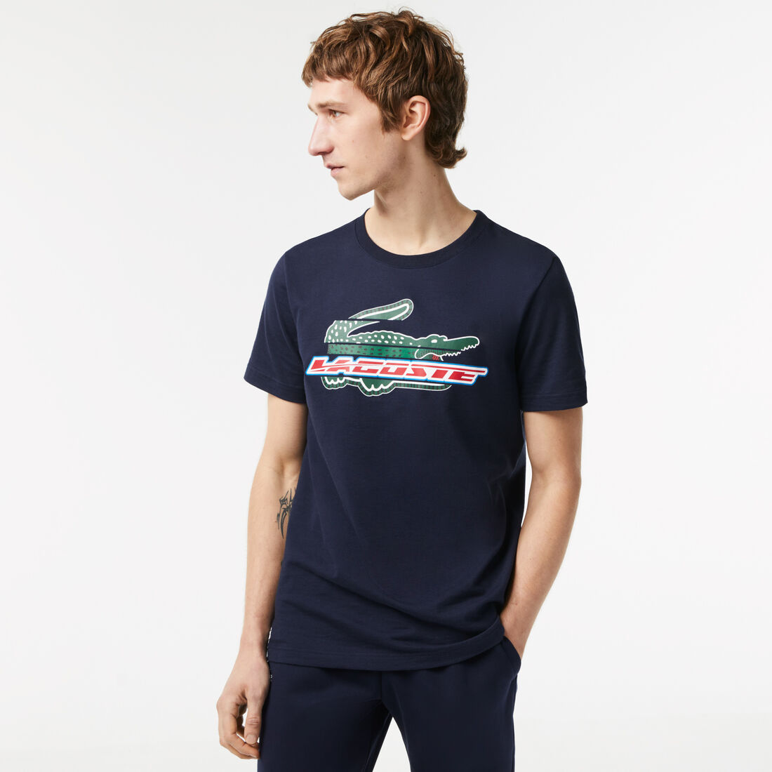 Lacoste Sport Regular Fit Organic Cotton Men's T Shirts Navy Blue | 074-WYSREG