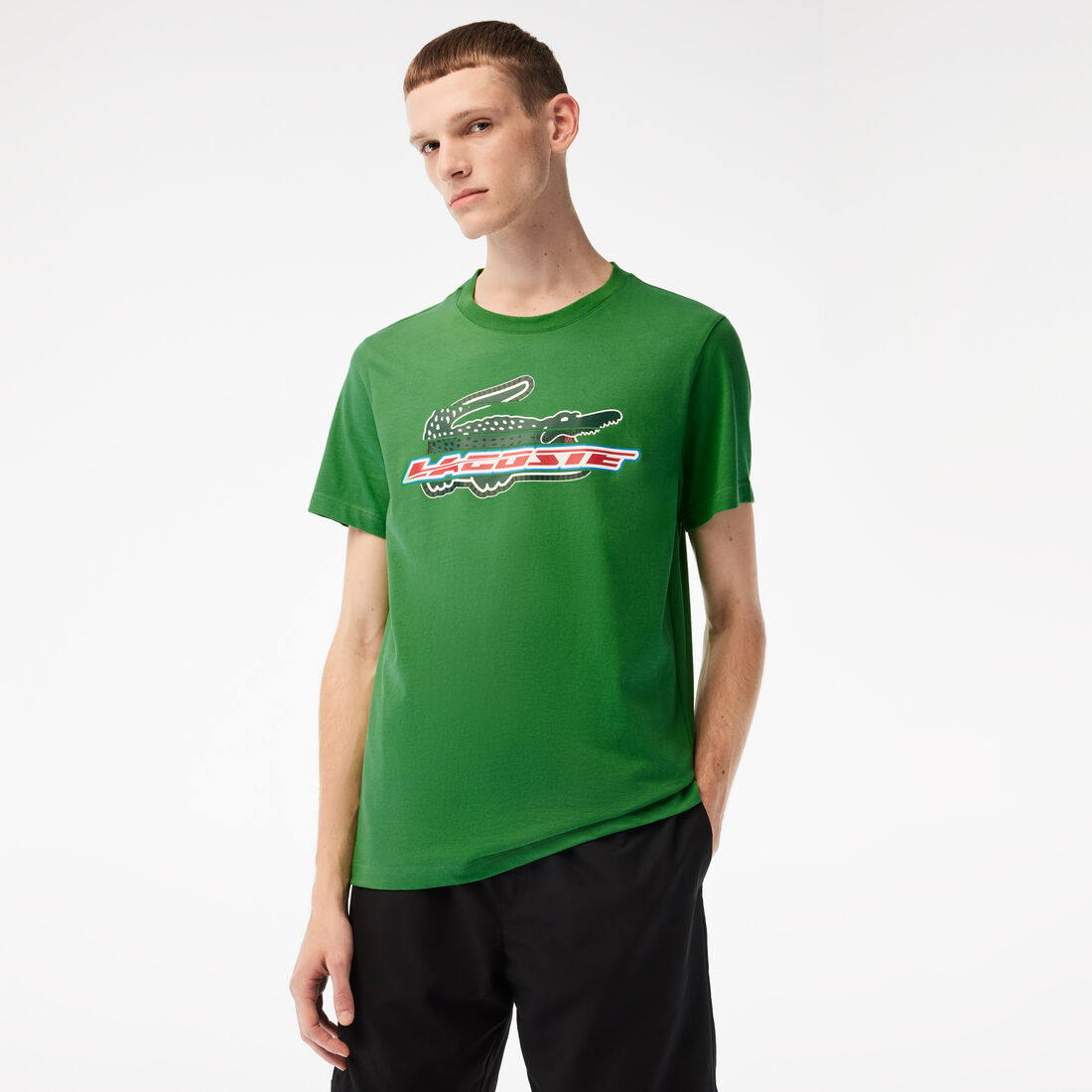 Lacoste Sport Regular Fit Organic Cotton Men's T Shirts Green | 573-QKRIEW