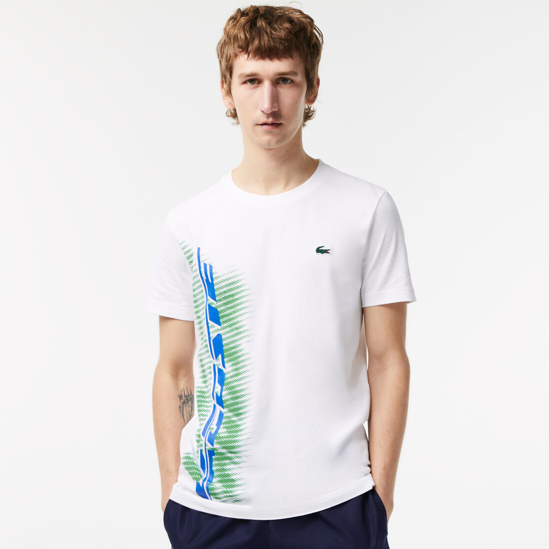 Lacoste Sport Regular Fit With Contrast Branding Men's T Shirts White | 062-VDHJQG