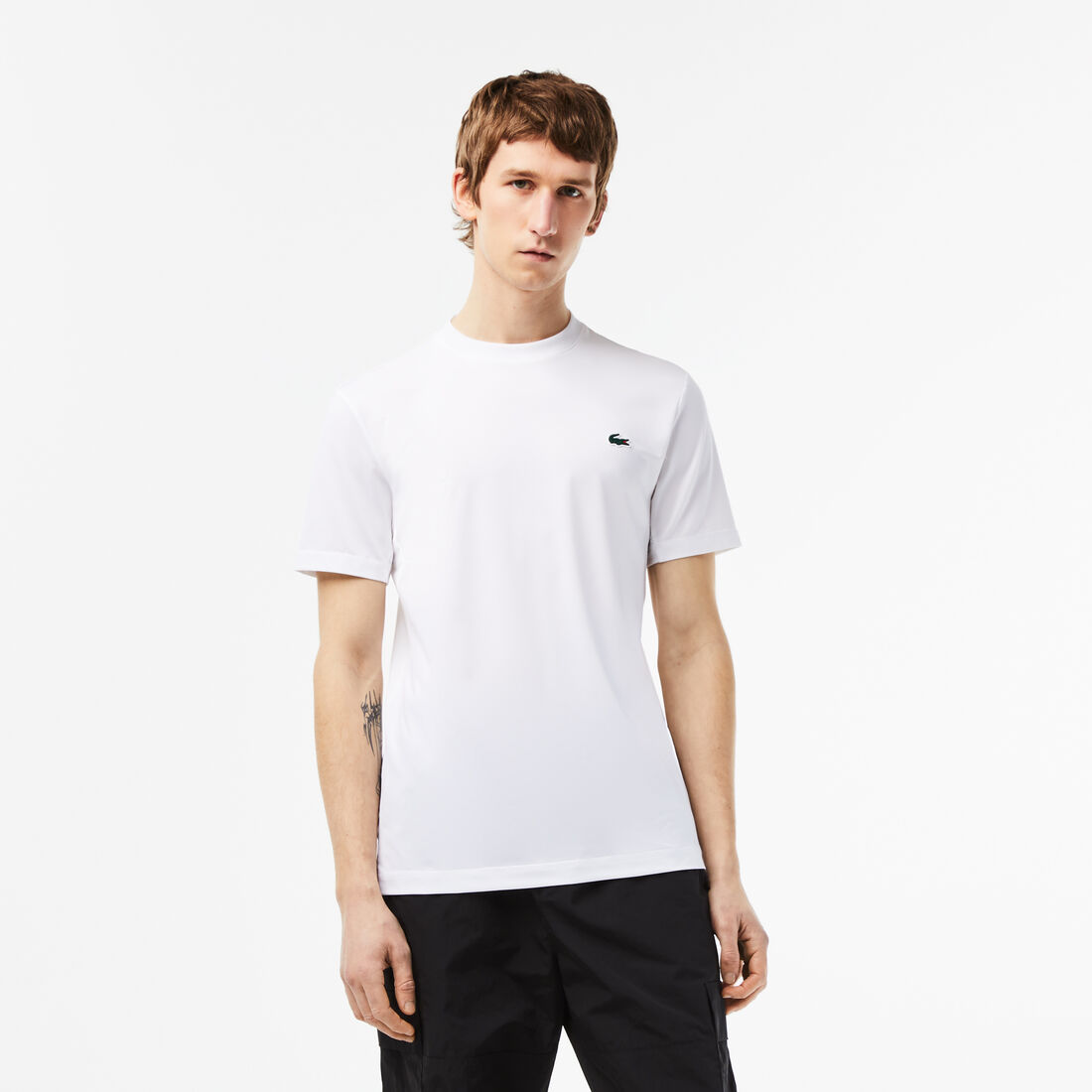 Lacoste Sport Slim Fit Stretch Jersey Men's T Shirts White | 461-VQTXRZ