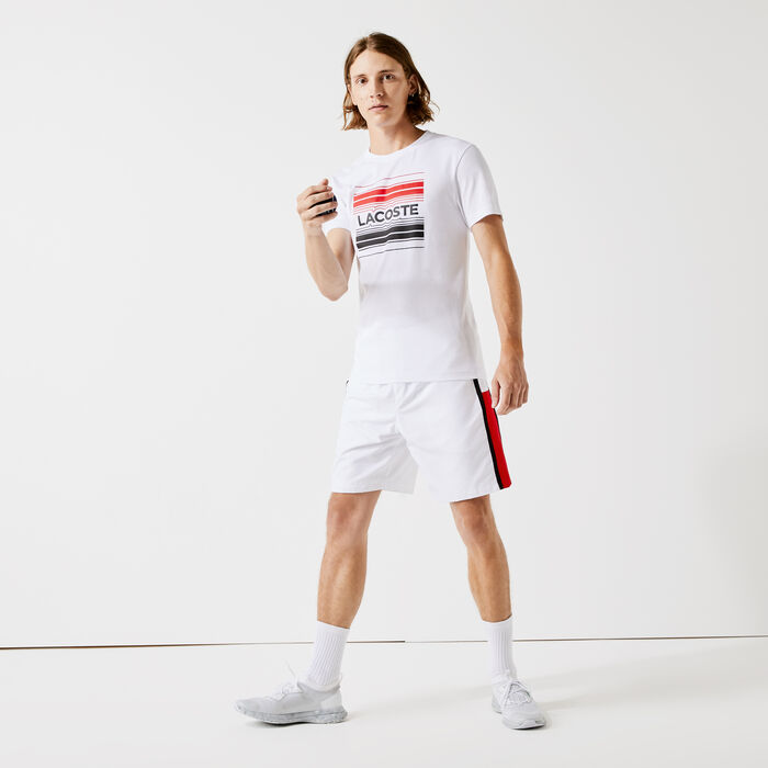 Lacoste Sport Stylized Logo Print Organic Cotton Men's T Shirts White | 937-MDWYVG