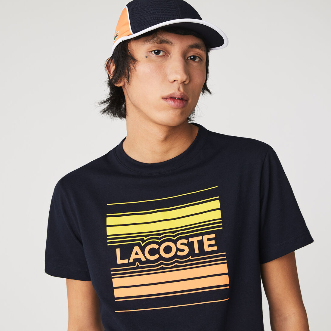 Lacoste Sport Stylized Logo Print Organic Cotton Men's T Shirts Blue | 956-SXMVJI