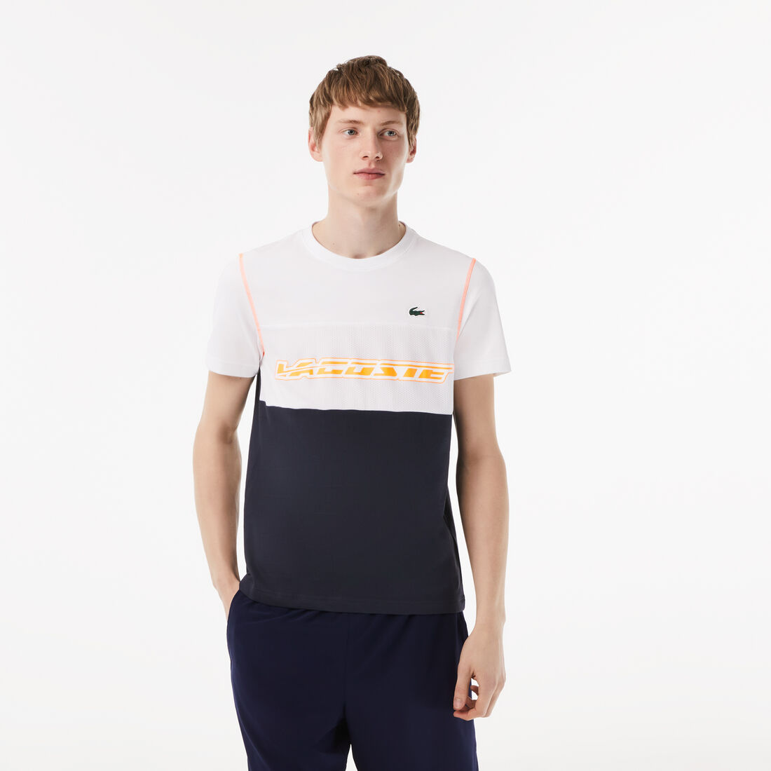 Lacoste Tennis X Daniil Medvedev Jersey Men's T Shirts White / Blue / Orange | 025-SMPEXV