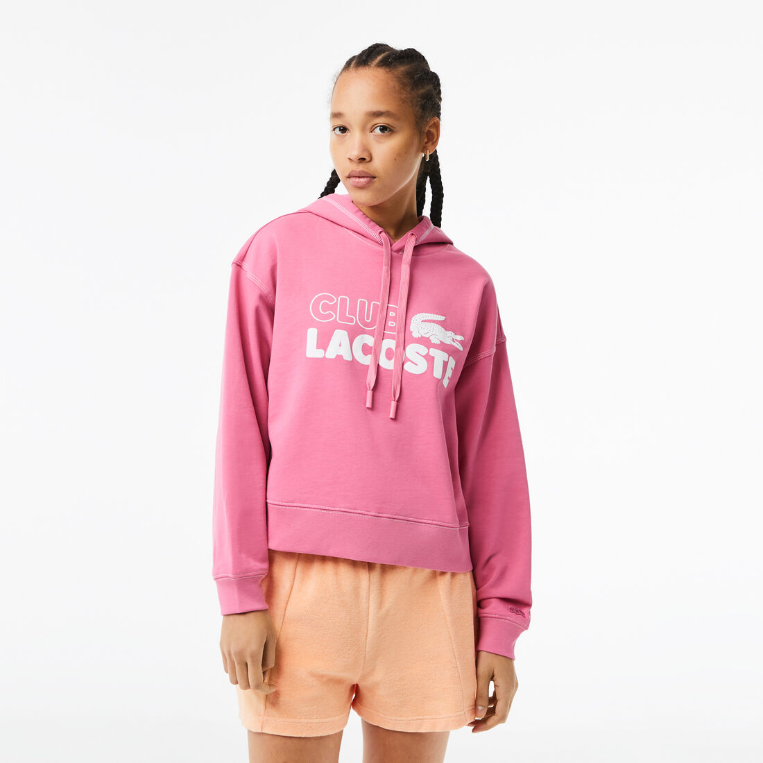Lacoste Texture Print Hoodie Women's Sweatshirts Pink | 034-YMOVPA