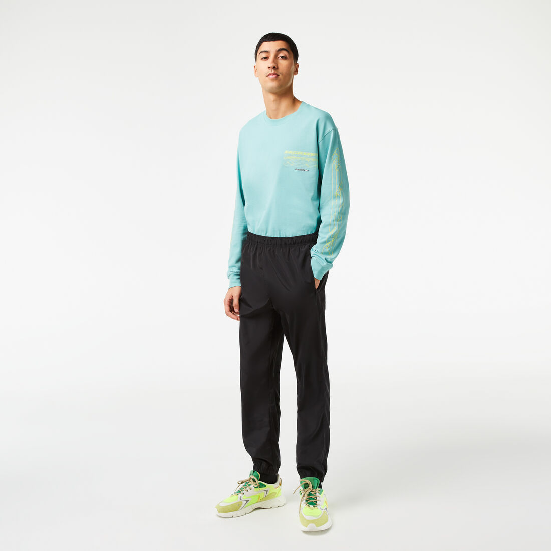 Lacoste Track With Gps Coordinates Men's Pants Black | 712-OCNEID