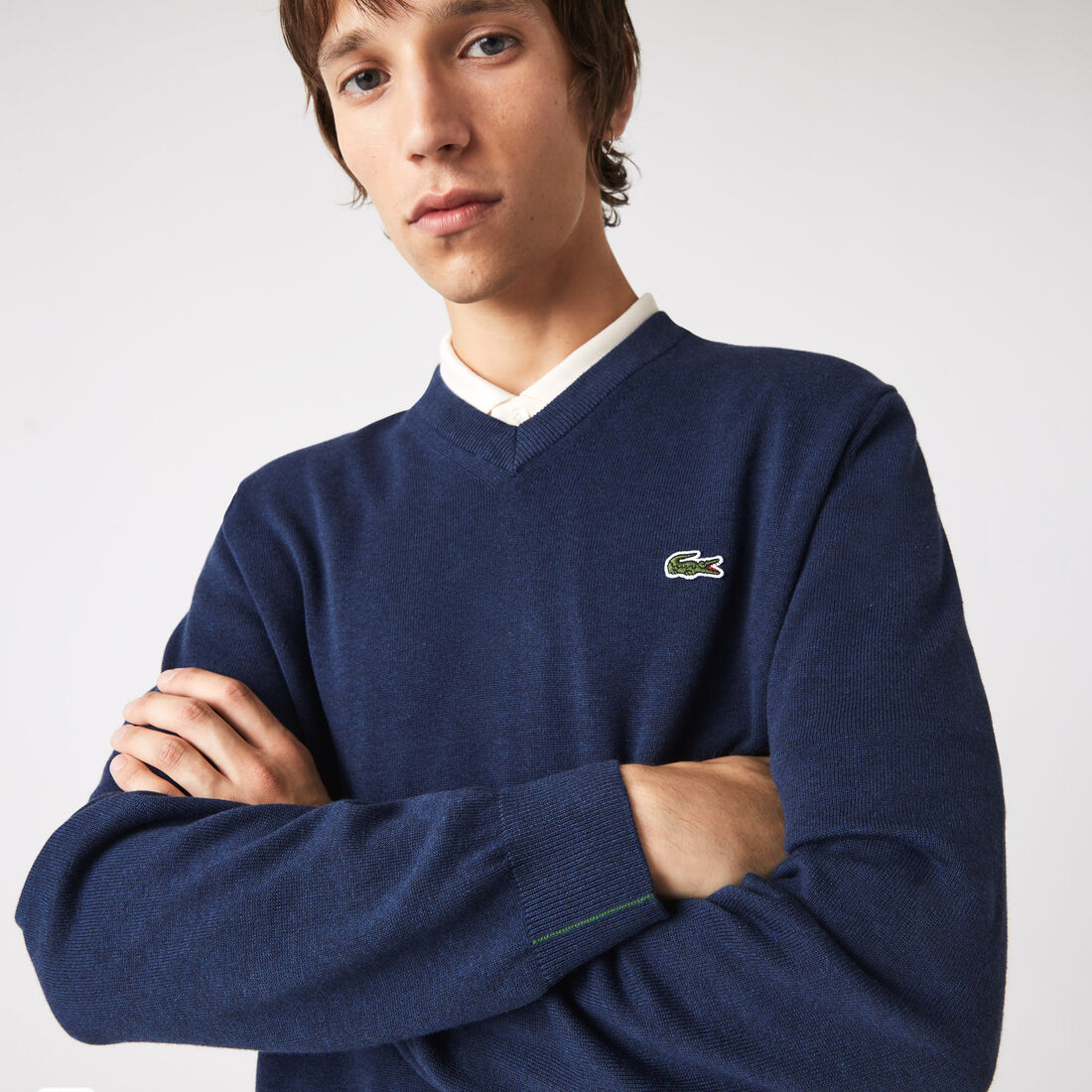 Lacoste V-neck Organic Cotton Men's Sweaters Blue | 201-BVECDM