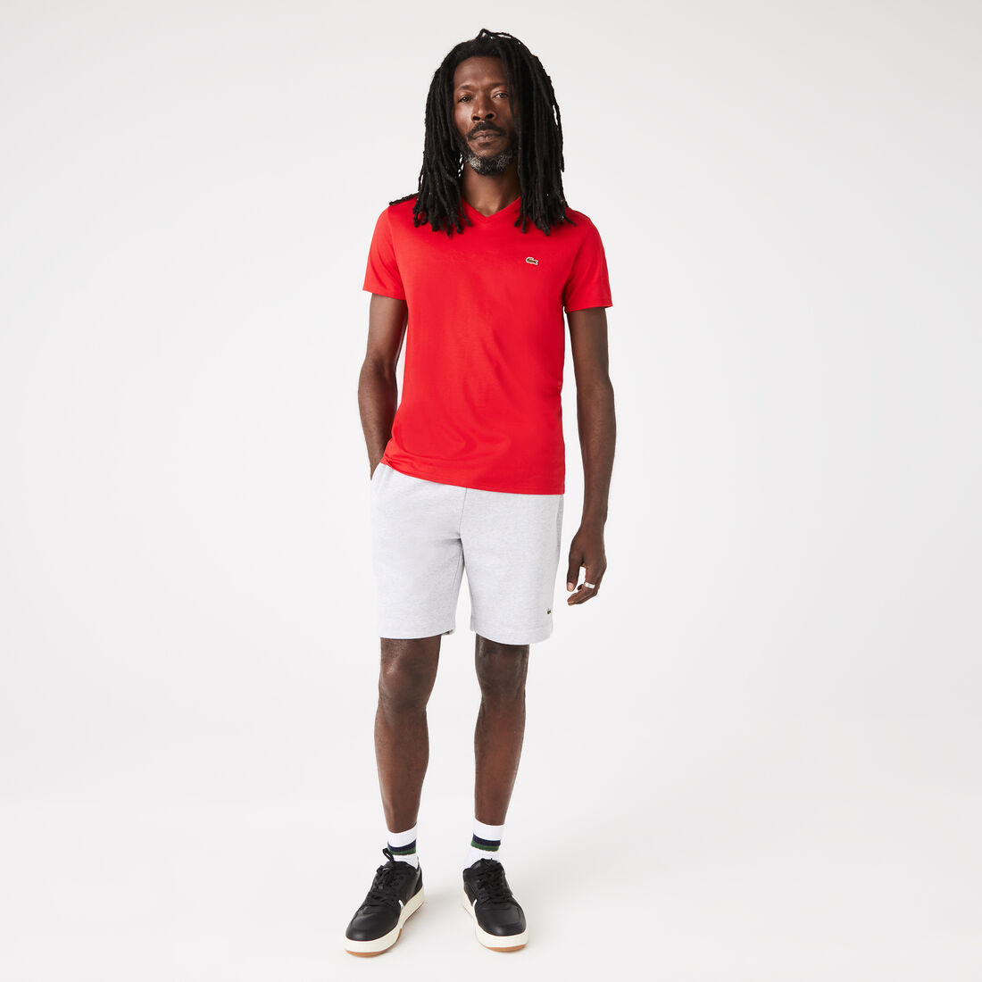 Lacoste V-neck Pima Cotton Jersey Men's T Shirts Red | 412-SLFTXI