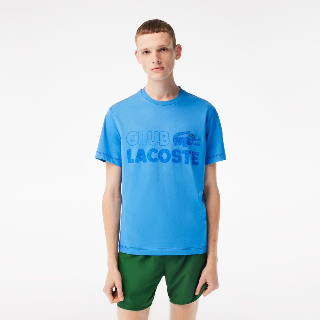 Lacoste Vintage Print Organic Cotton Men's T Shirts Blue | 261-NHJOUI