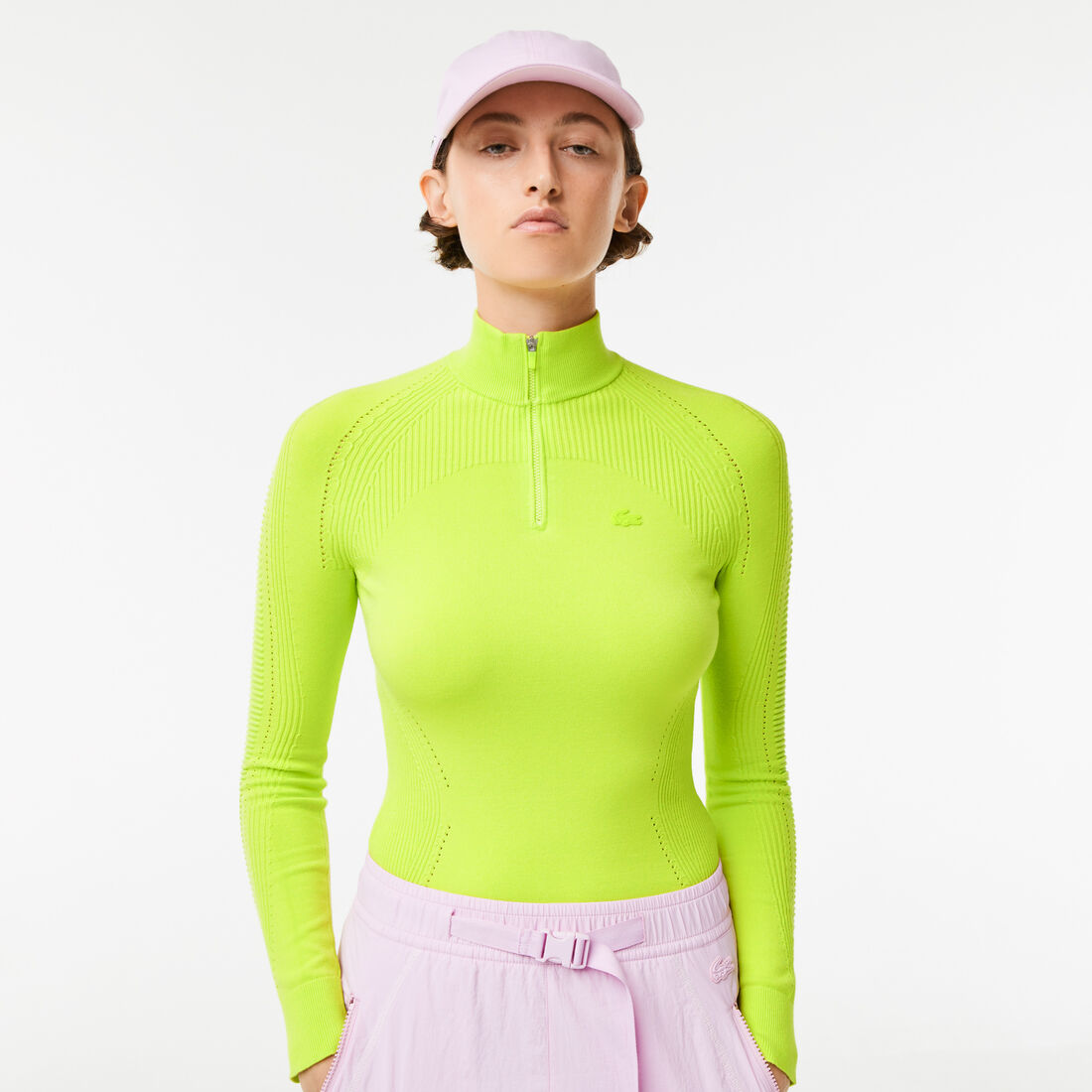 Lacoste Zip Neck Wool Women's Sweatshirts Yellow | 648-BDHCYF