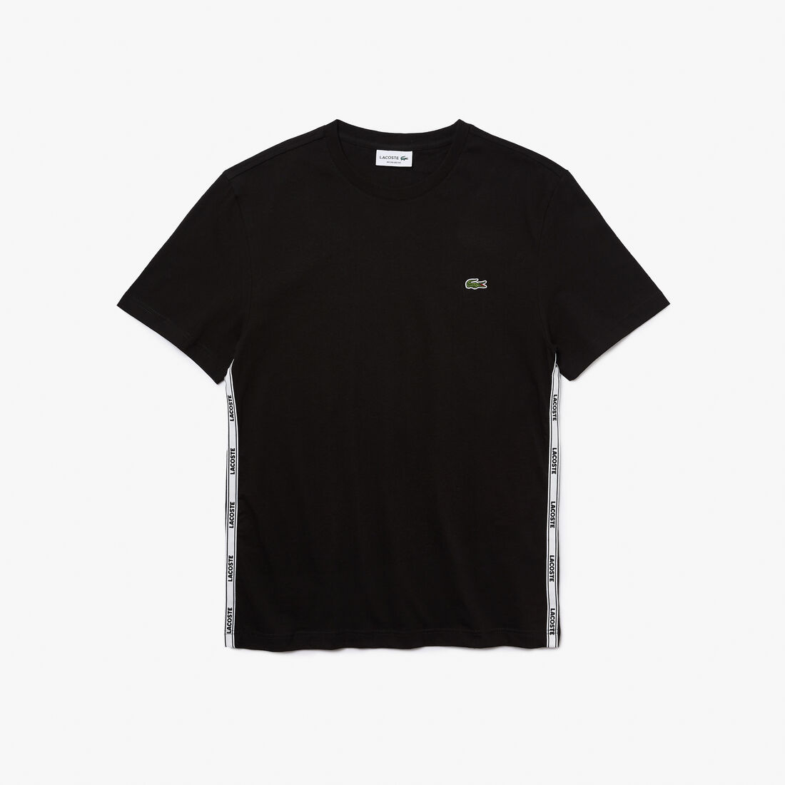 Lacoste Branded Bands Crew Neck Cotton Men's T Shirts Black | 298-VQSEYP