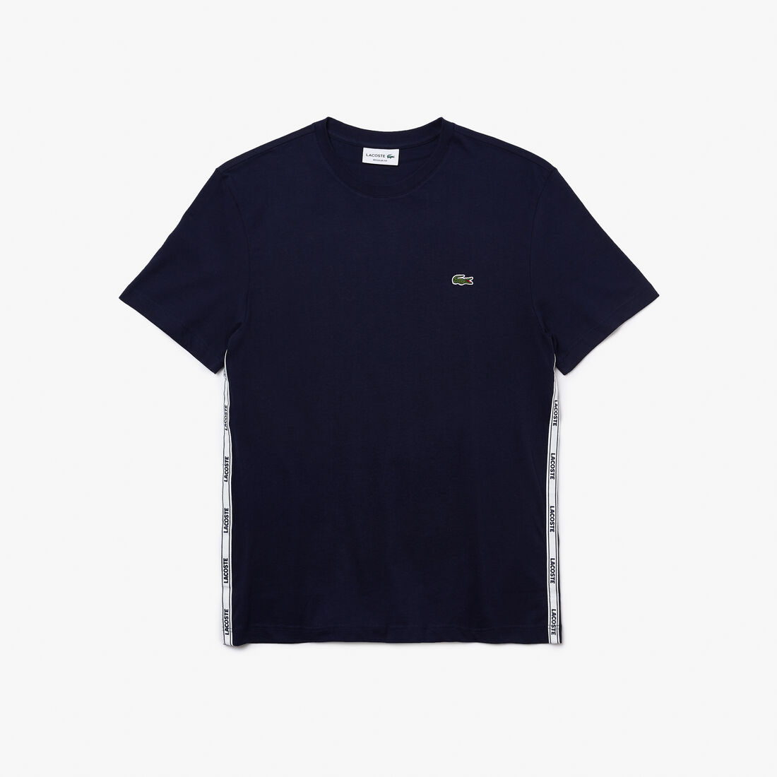 Lacoste Branded Bands Crew Neck Cotton Men's T Shirts Blue | 498-EUIQNL