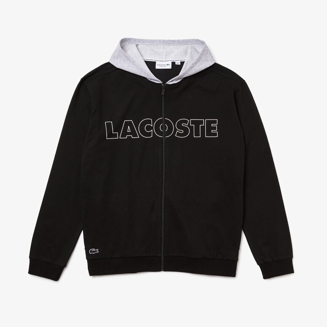 Lacoste Branded Cotton Fleece Indoor Hoodie Women's Sweatshirts Black | 027-EWJUQL