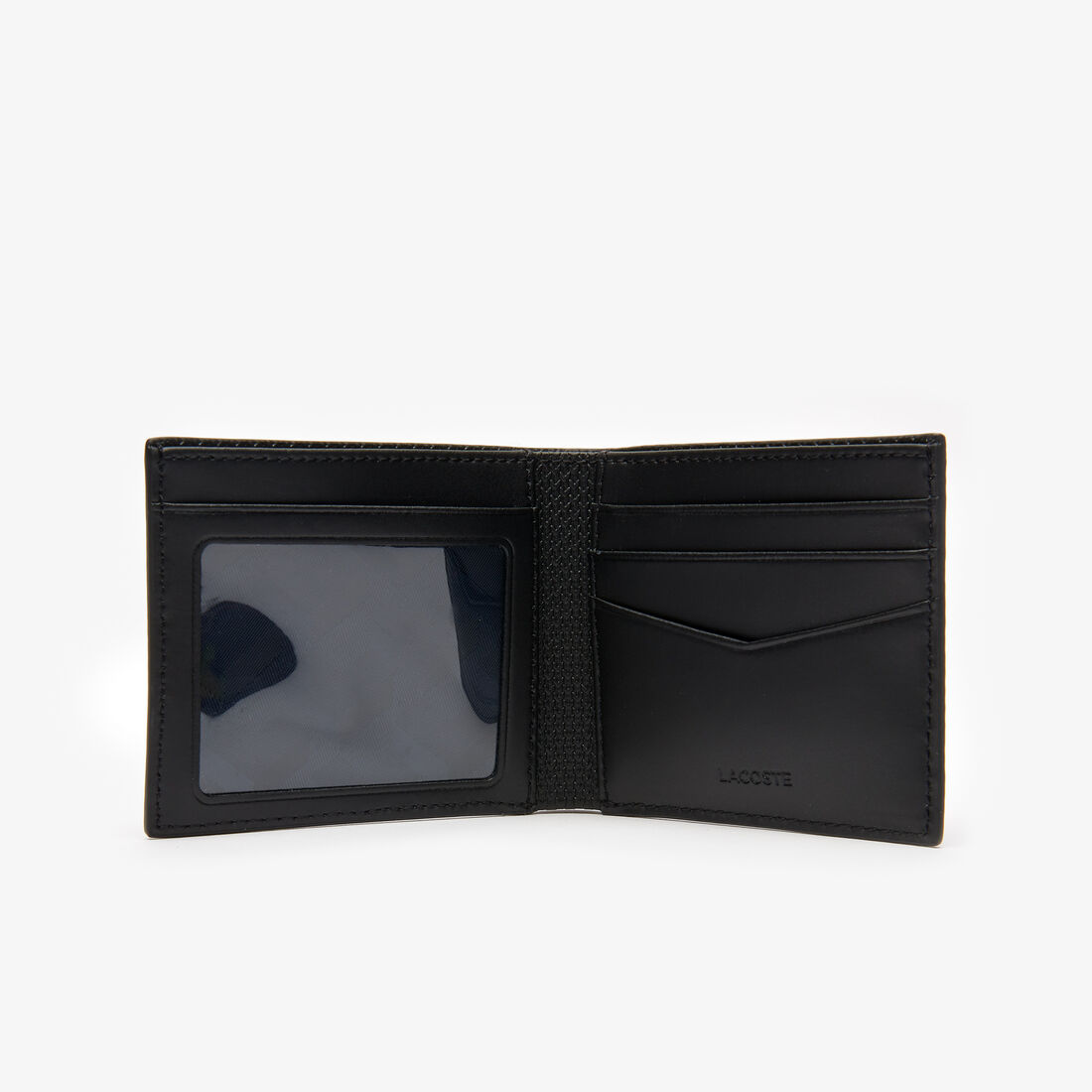 Lacoste Chantaco Piqué Leather 3 Card Men's Wallets Black | 495-CKDJZU