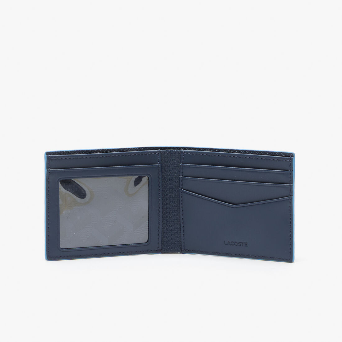 Lacoste Chantaco Piqué Leather 3 Card Men's Wallets Blue | 832-PHURND