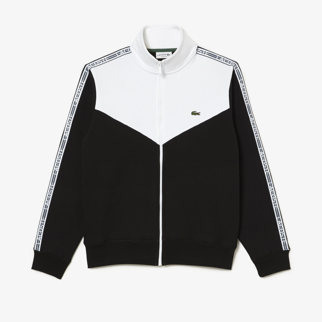 Lacoste Classic Fit Colourblock Zipped Men's Sweatshirts Black / White | 053-QNCXRW