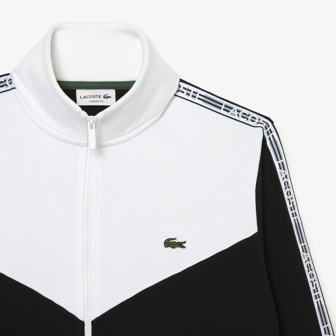 Lacoste Classic Fit Colourblock Zipped Men's Sweatshirts Black / White | 053-QNCXRW