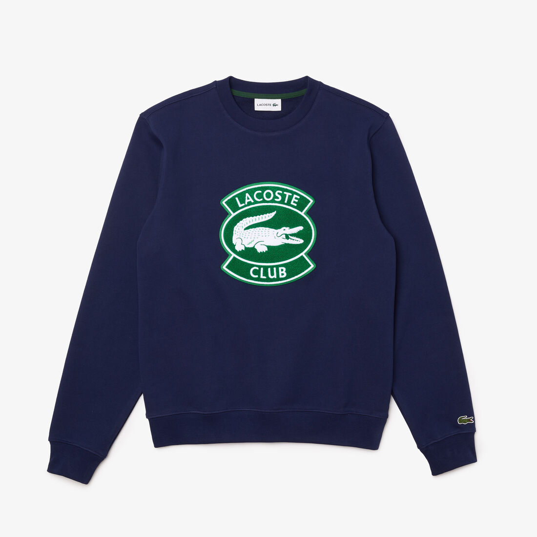 Lacoste Club Badge Cotton Fleece Men\'s Sweatshirts Navy | 847-HKLUFI