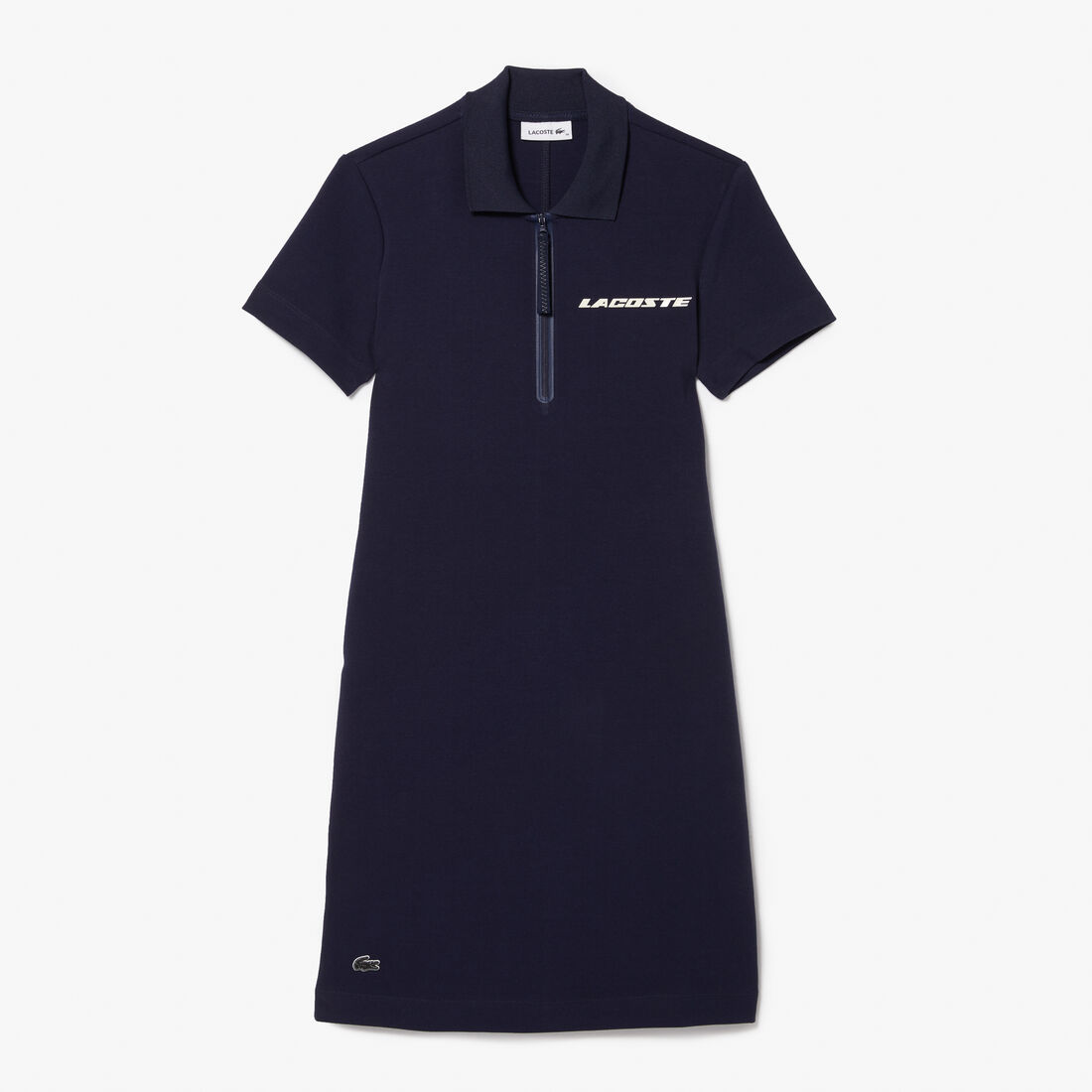 Lacoste Contrast Branded Two-ply Jersey Women's Dress Navy Blue | 589-PEOZXV