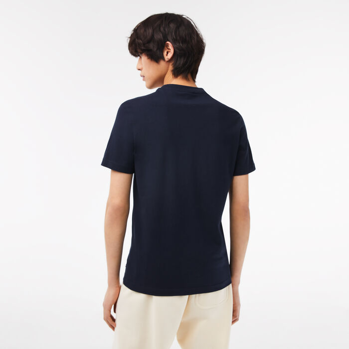 Lacoste Cotton Jersey Print Men's T Shirts Navy Blue | 176-CDRFLY