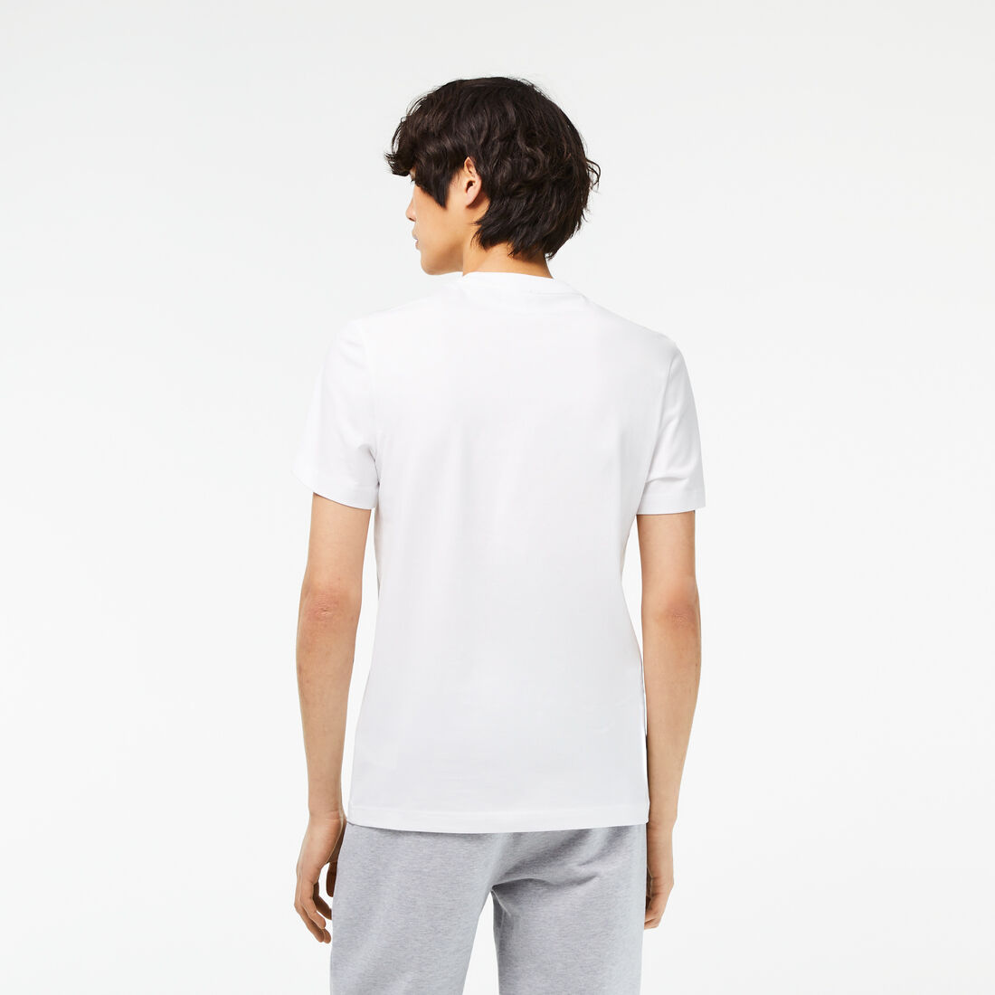 Lacoste Cotton Jersey Print Men's T Shirts White | 365-SCLTRW