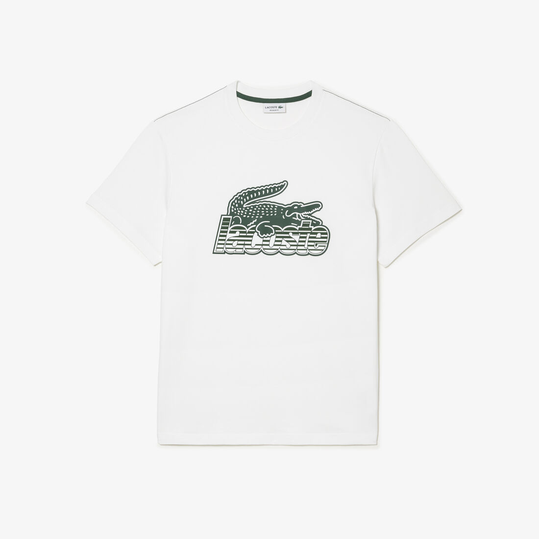 Lacoste Cotton Jersey Print Men's T Shirts White | 365-SCLTRW