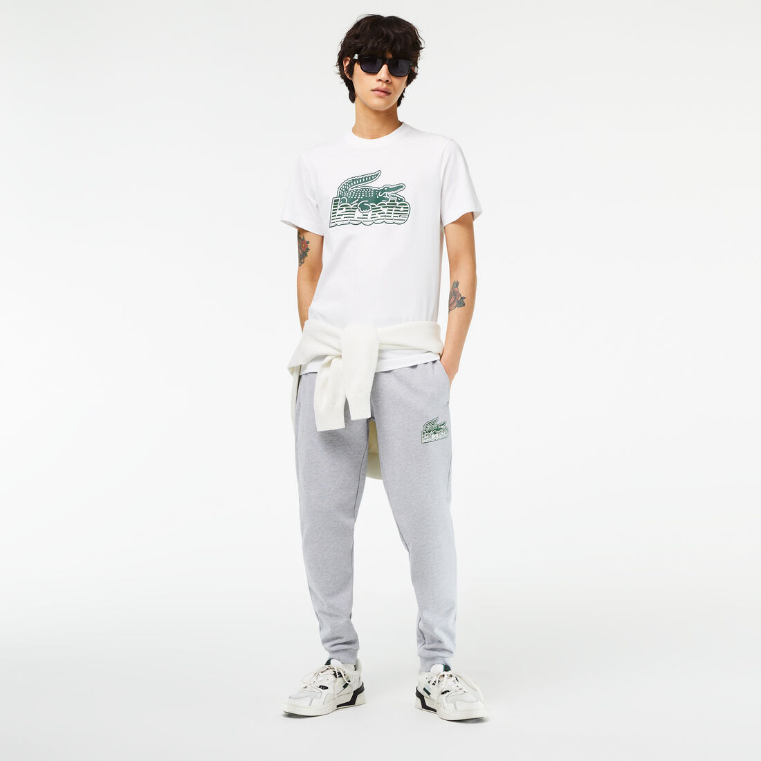 Lacoste Cotton Jersey Print Men's T Shirts White | 365-SCLTRW