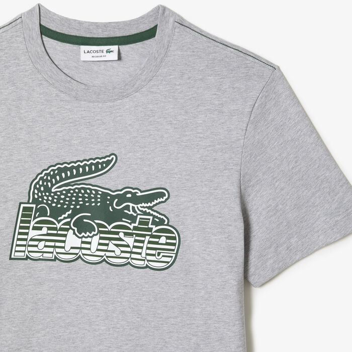 Lacoste Cotton Jersey Print Men's T Shirts Grey | 503-RYDOLN