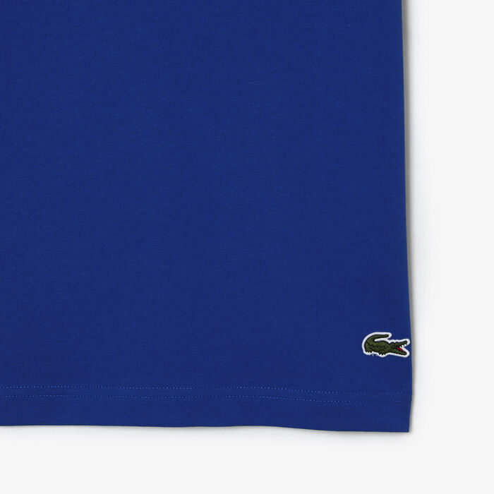 Lacoste Cotton Jersey Print Men's T Shirts Blue | 658-KSQEVF