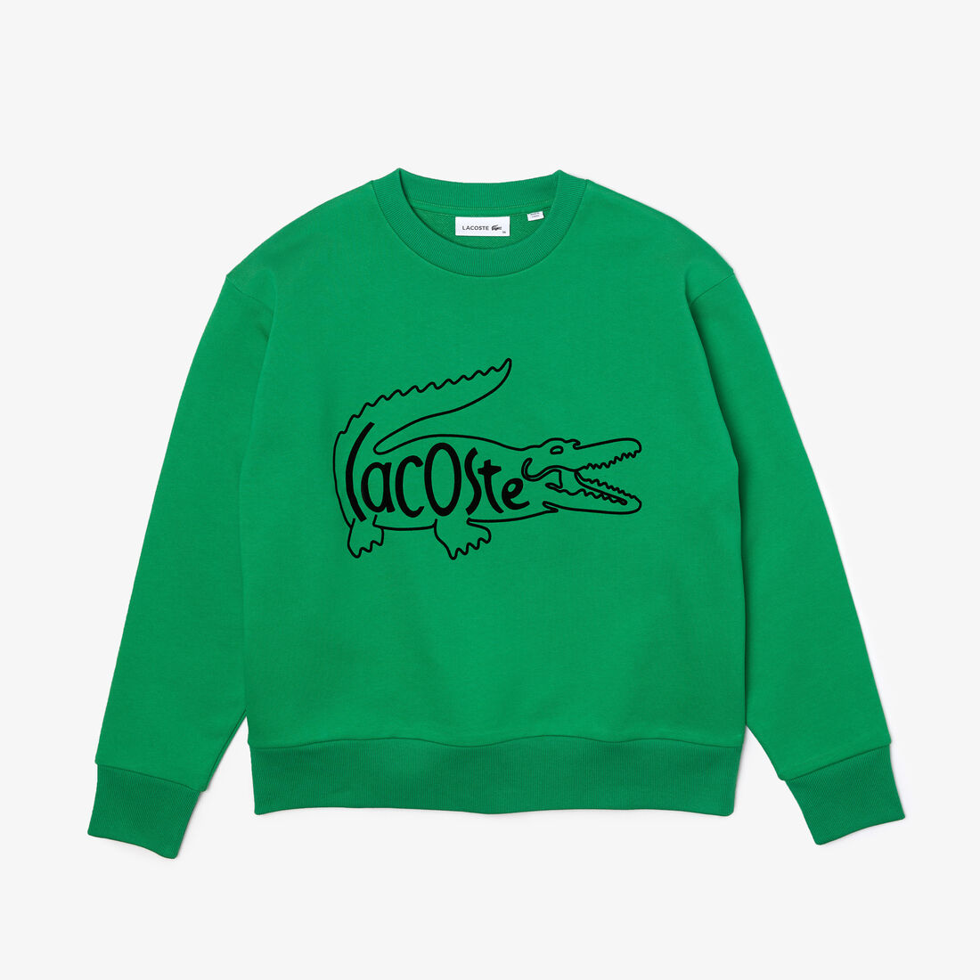 Lacoste Crew Neck Crocodile Print Cotton Fleece Women's Sweatshirts Green | 712-MJNQEX