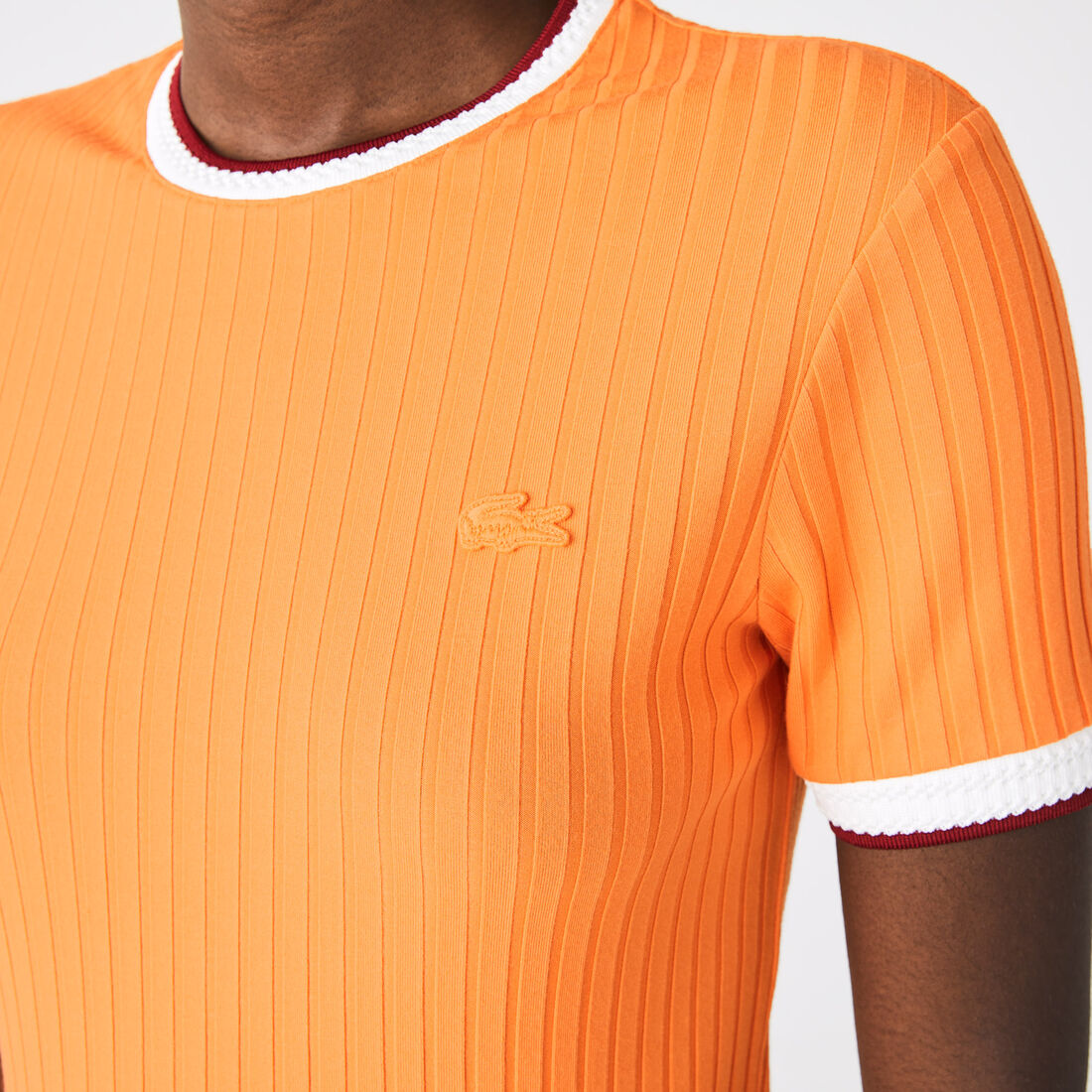 Lacoste Crew Neck Fantasy Knit Women's T Shirts Orange | 706-XLVBTK