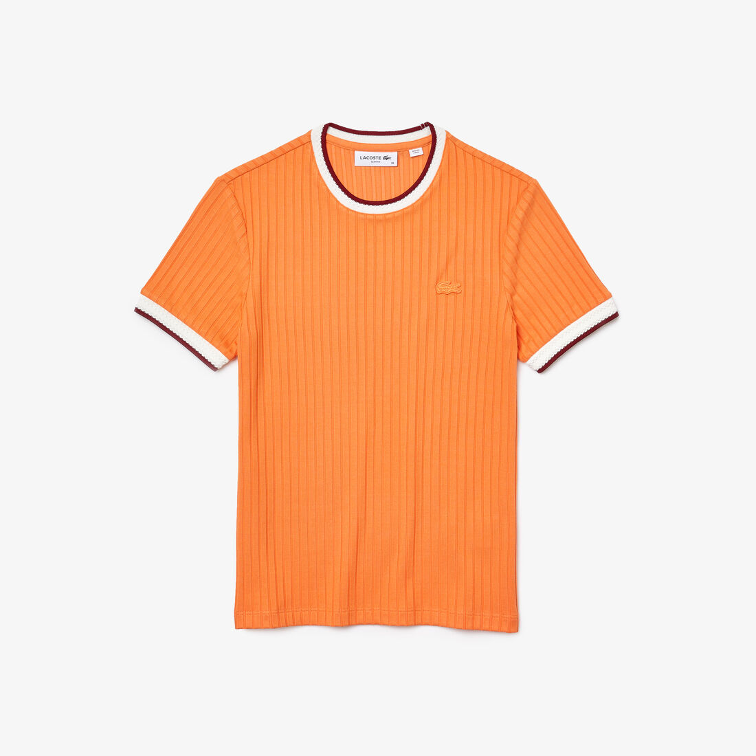 Lacoste Crew Neck Fantasy Knit Women's T Shirts Orange | 706-XLVBTK