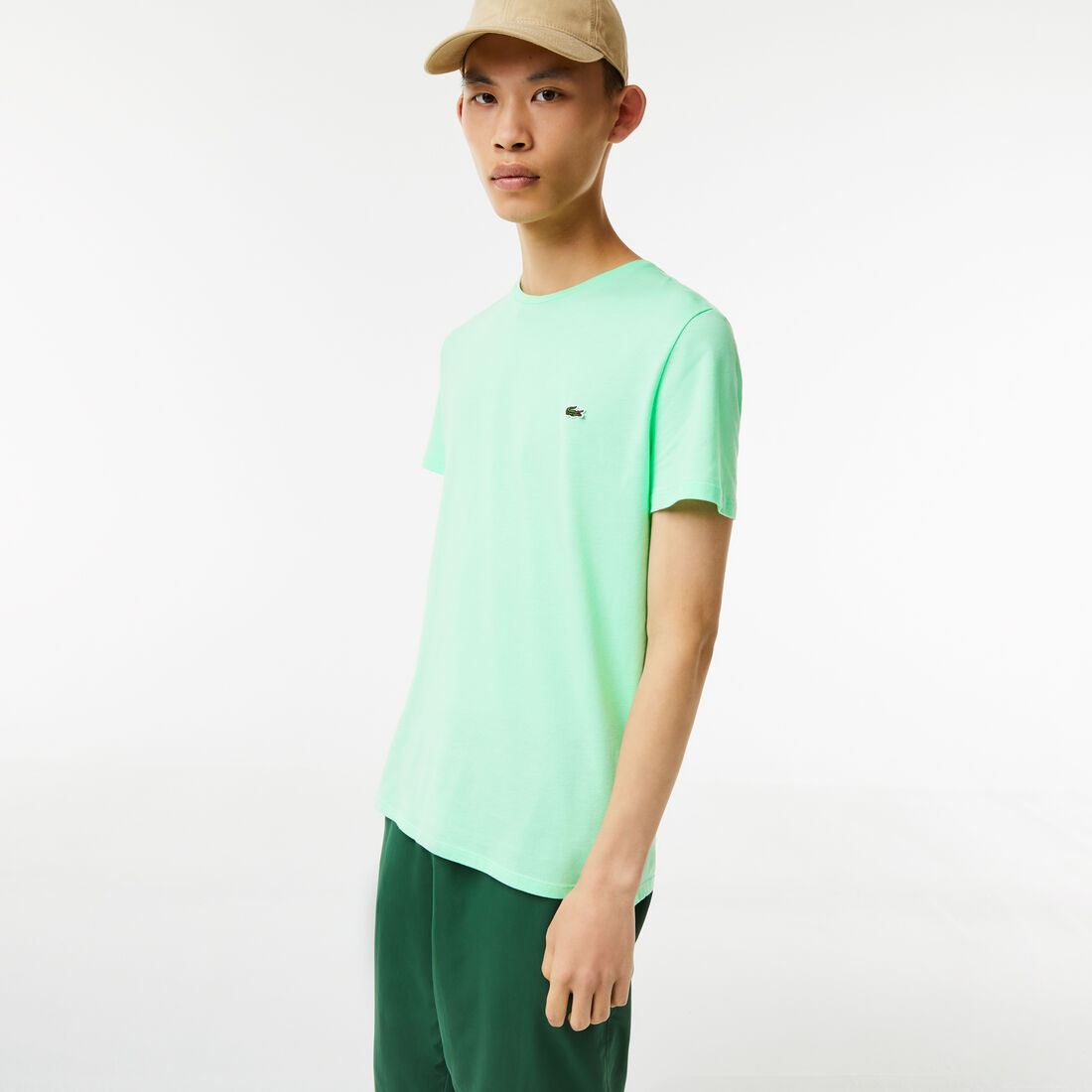 Lacoste Crew Neck Pima Cotton Jersey Men's T Shirts Light Green | 158-FJORIL