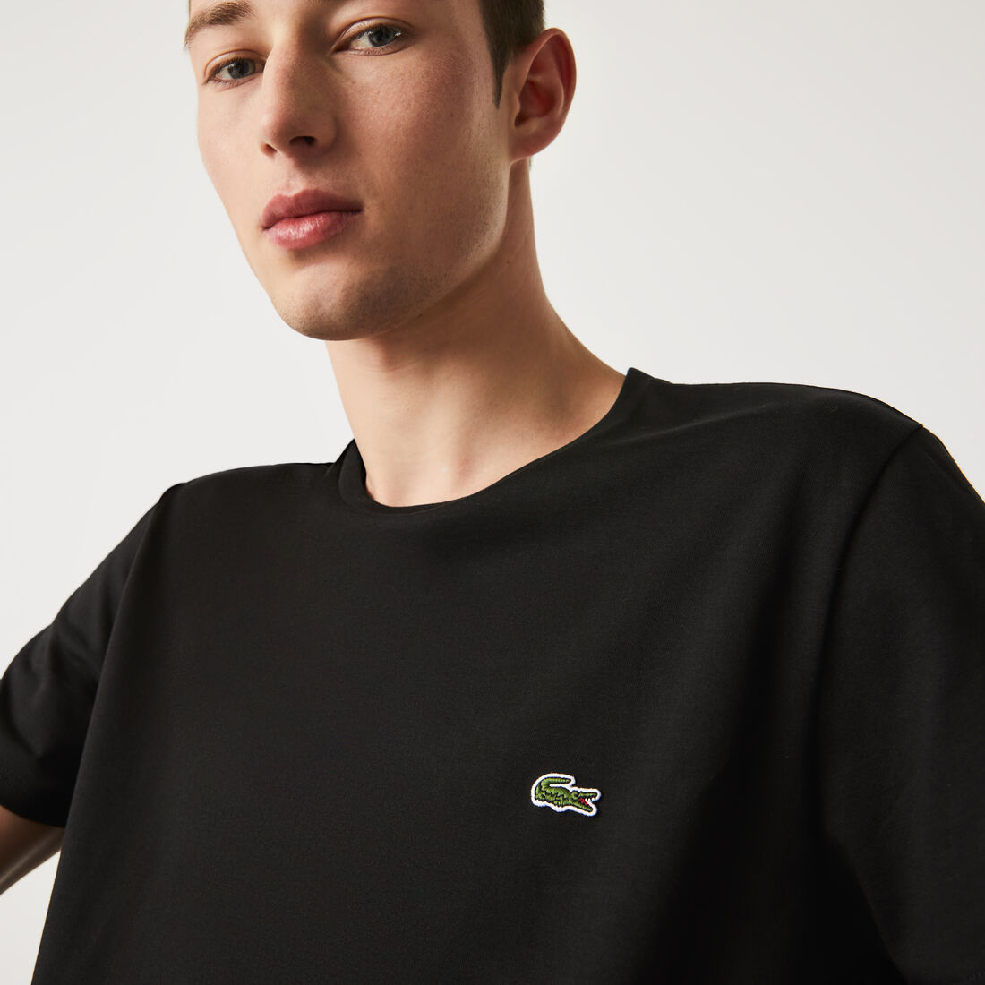 Lacoste Crew Neck Pima Cotton Jersey Men's T Shirts Black | 174-ITMCXO