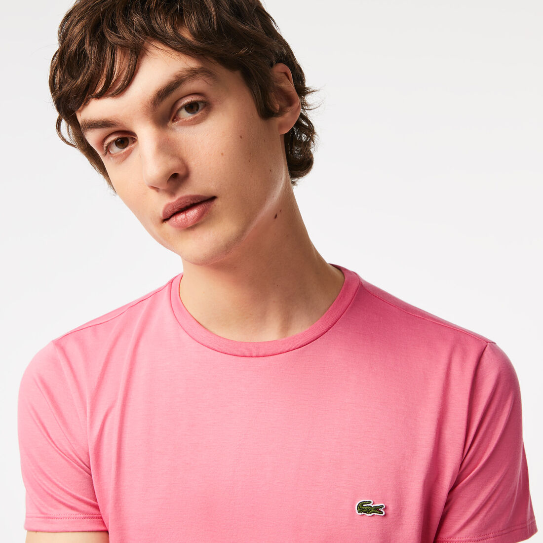 Lacoste Crew Neck Pima Cotton Jersey Men's T Shirts Pink | 398-EVKHZO