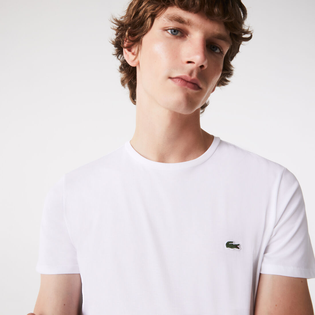 Lacoste Crew Neck Pima Cotton Jersey Men's T Shirts White | 579-WFGBEV