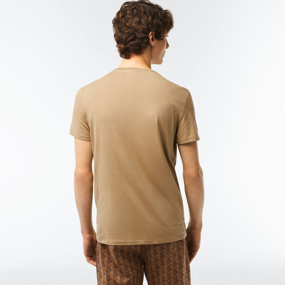 Lacoste Crew Neck Pima Cotton Jersey Men's T Shirts Beige | 619-OWRMLP