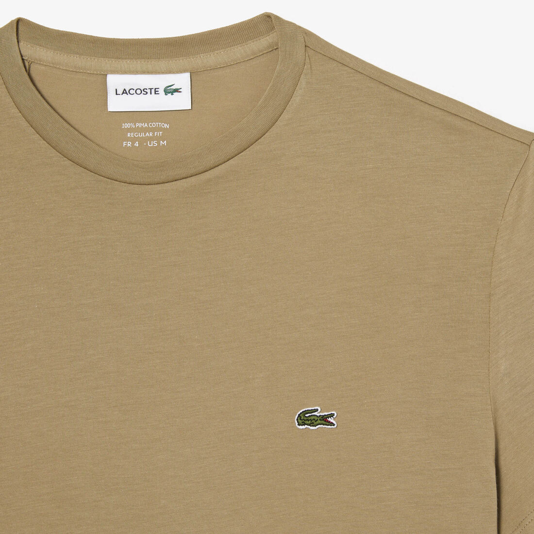 Lacoste Crew Neck Pima Cotton Jersey Men's T Shirts Beige | 619-OWRMLP