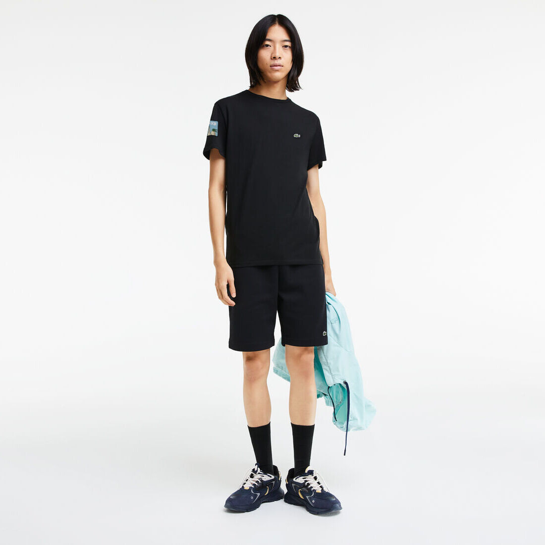 Lacoste Crew Neck Pima Cotton Jersey With Rexchouk Patch Men's T Shirts Black | 387-PZFDKG