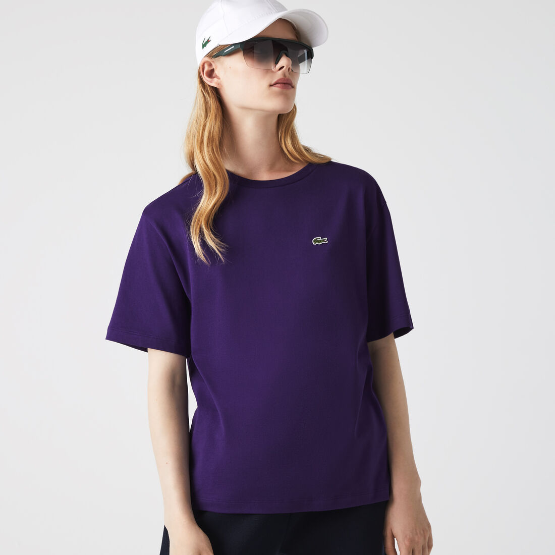 Lacoste Crew Neck Premium Cotton Women's T Shirts Purple | 182-RYKBHW