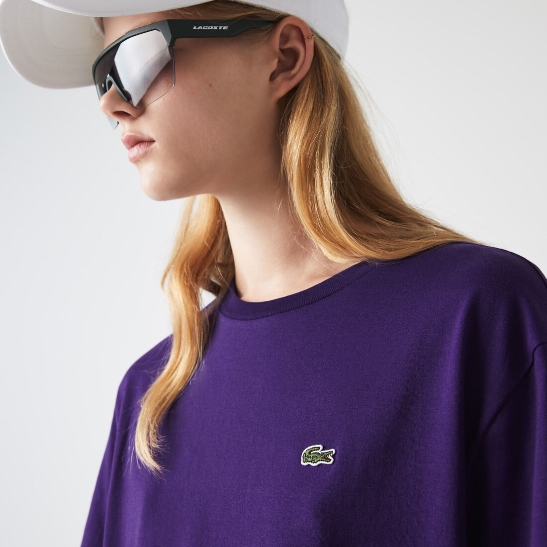 Lacoste Crew Neck Premium Cotton Women\'s T Shirts Purple | 182-RYKBHW