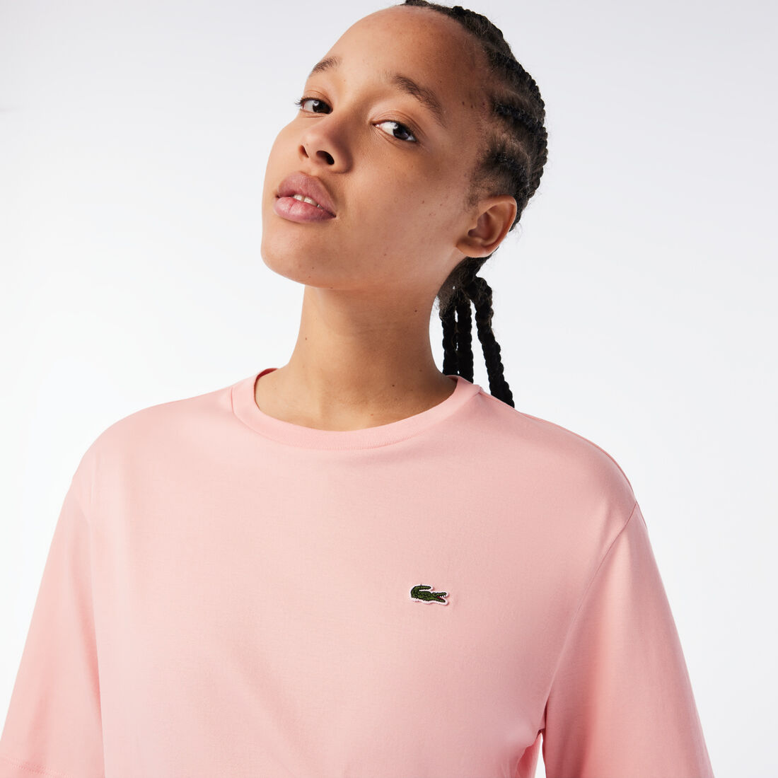 Lacoste Crew Neck Premium Cotton Women's T Shirts Pink | 305-XTNZJI