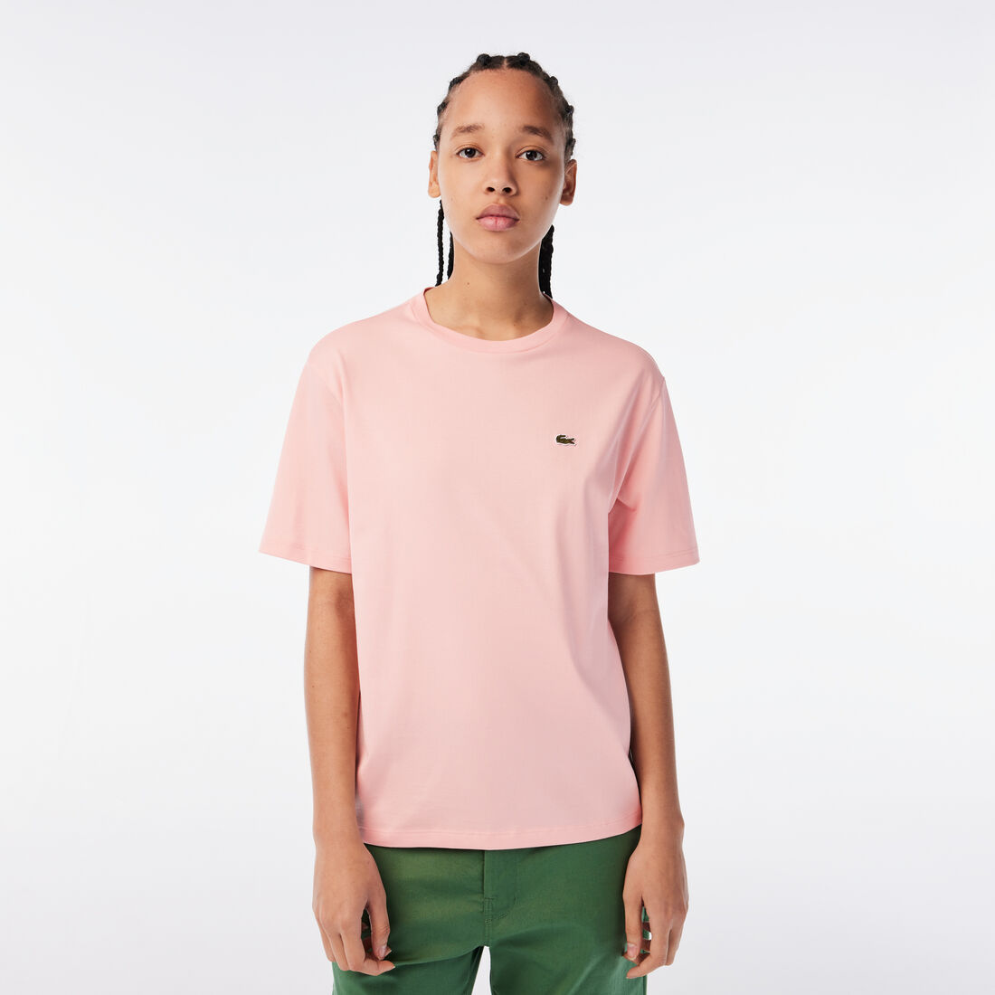 Lacoste Crew Neck Premium Cotton Women\'s T Shirts Pink | 305-XTNZJI