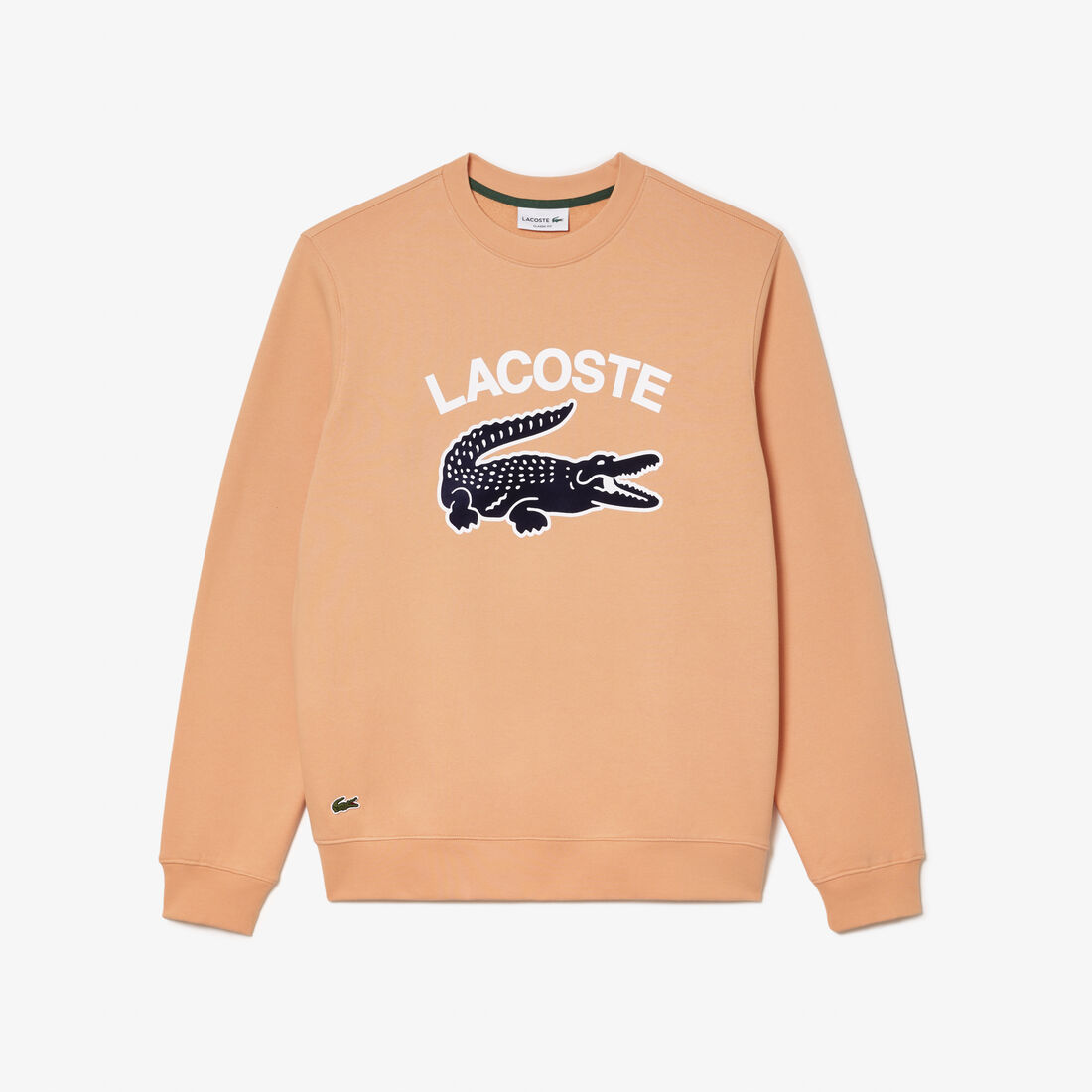 Lacoste Crocodile Print Crew Neck Men\'s Sweatshirts Light Orange | 321-EKMDNU