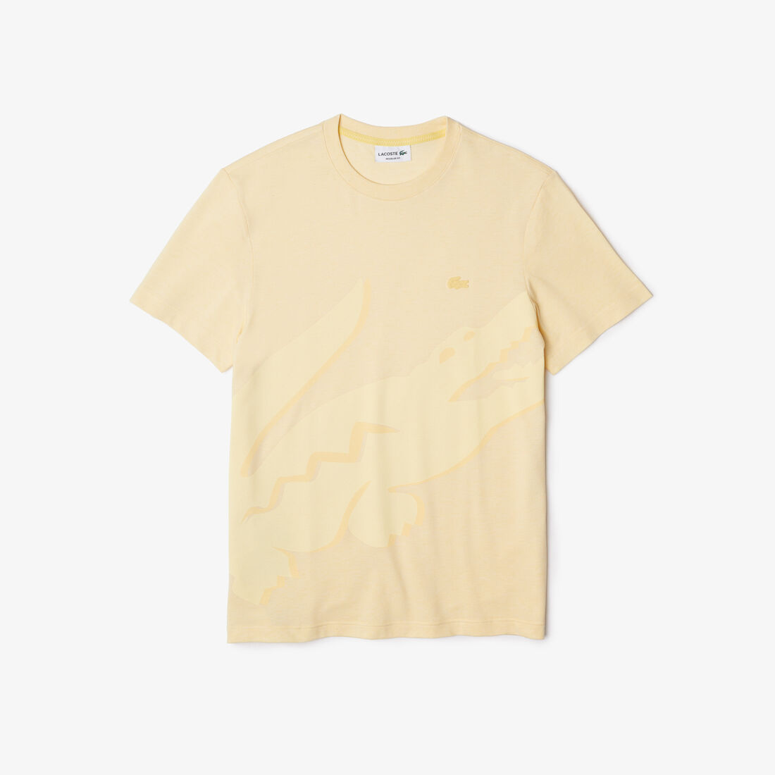 Lacoste Crocodile Print Crew Neck Stretch Organic Cotton Men's T Shirts Yellow | 630-QFZOUL