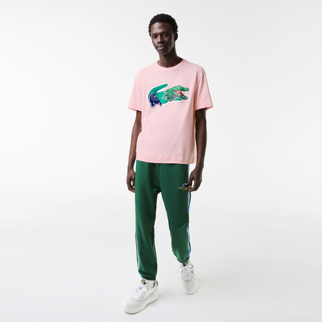 Lacoste Holiday Relaxed Fit Oversized Crocodile Men's T Shirts Light Pink | 024-IDNXGH