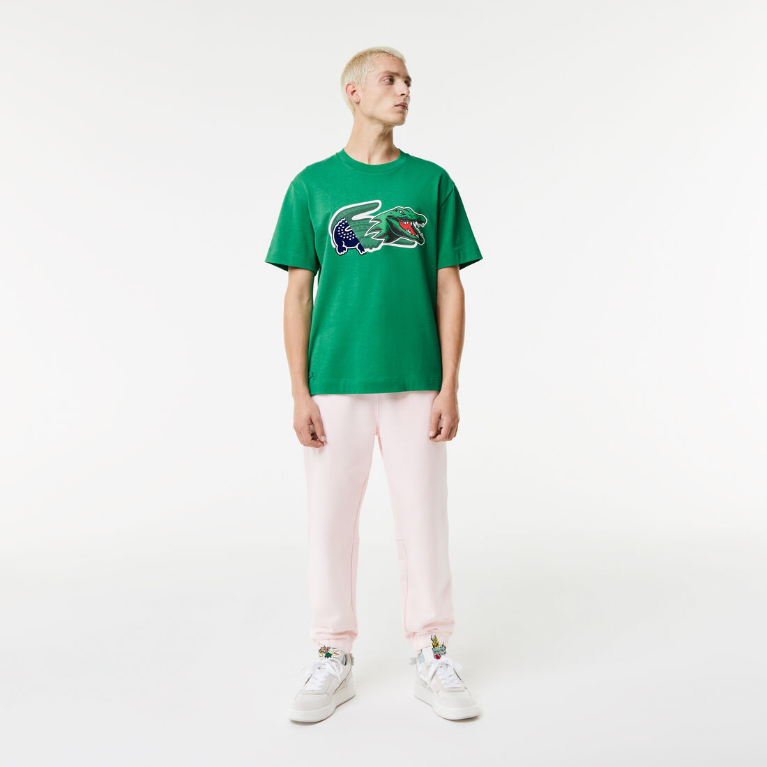 Lacoste Holiday Relaxed Fit Oversized Crocodile Men's T Shirts Green | 328-PJMZKN