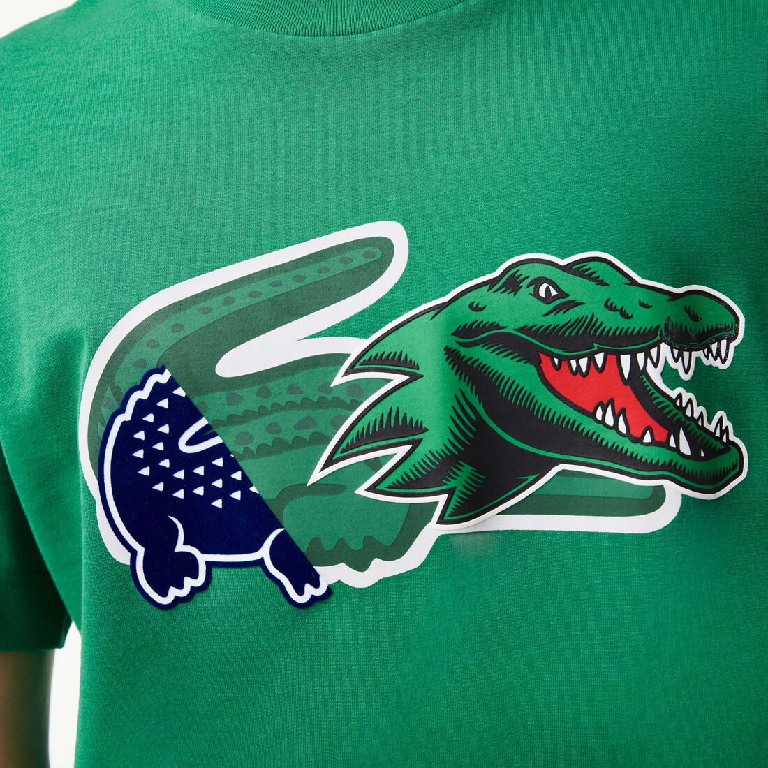 Lacoste Holiday Relaxed Fit Oversized Crocodile Men's T Shirts Green | 328-PJMZKN