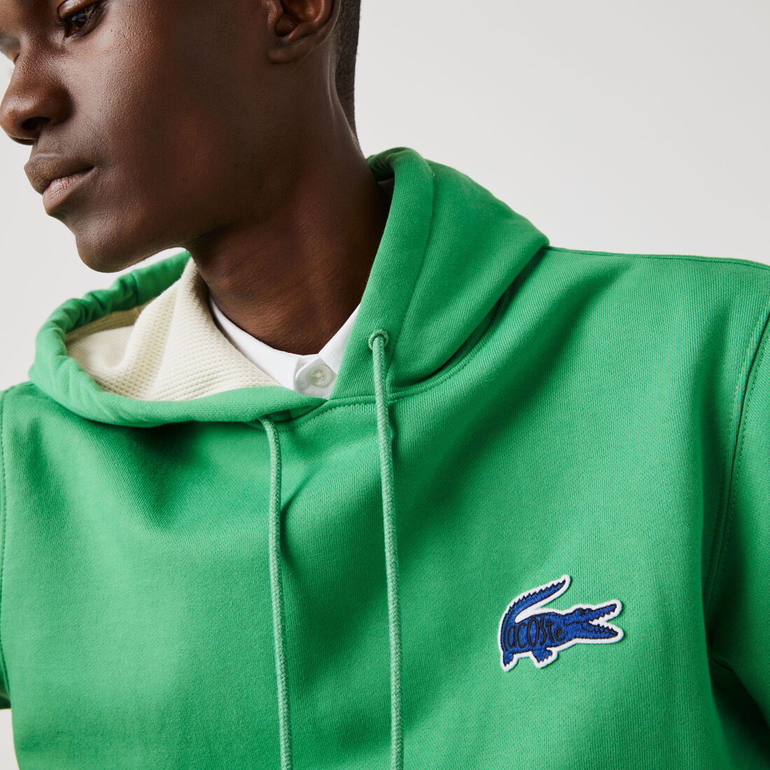 Lacoste Hooded Badge Men's Sweatshirts Green | 917-NZEJDL